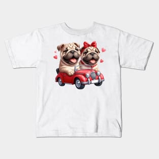 Valentine Bulldog Couple Kids T-Shirt